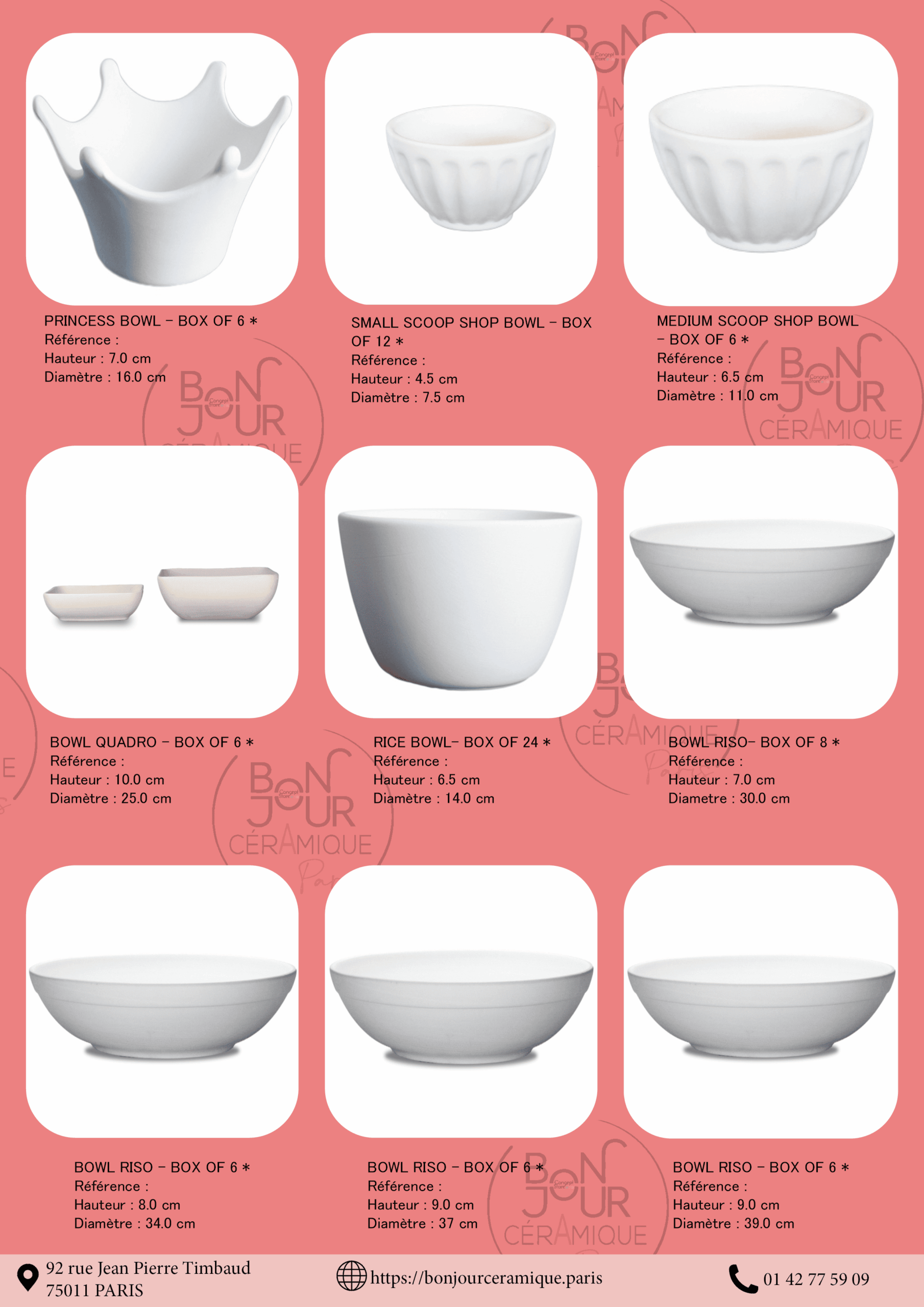 Bisque BJR store 210 catalogue biscuits céramiques bols, bowl