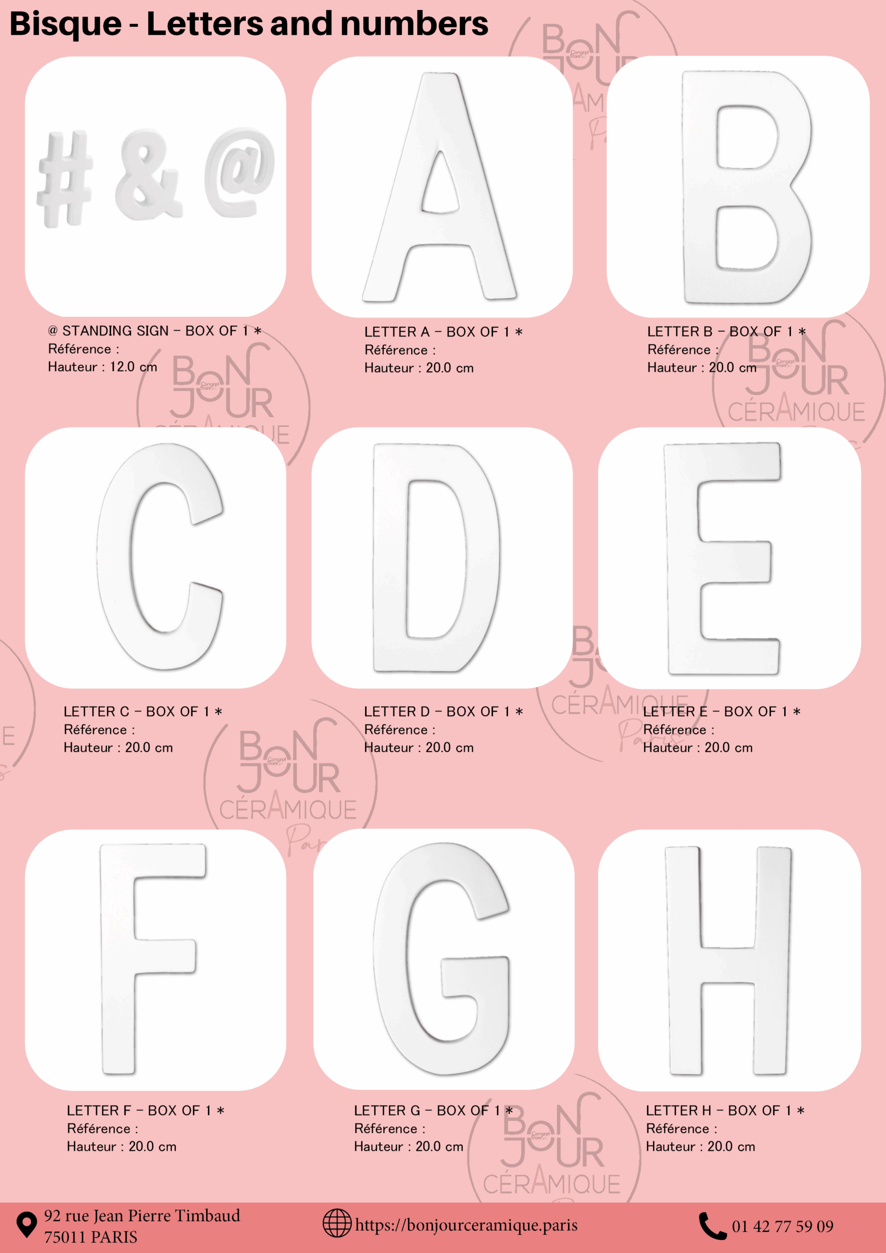 Bisque BJR store 244 biscuit céramique alphabet, lettres