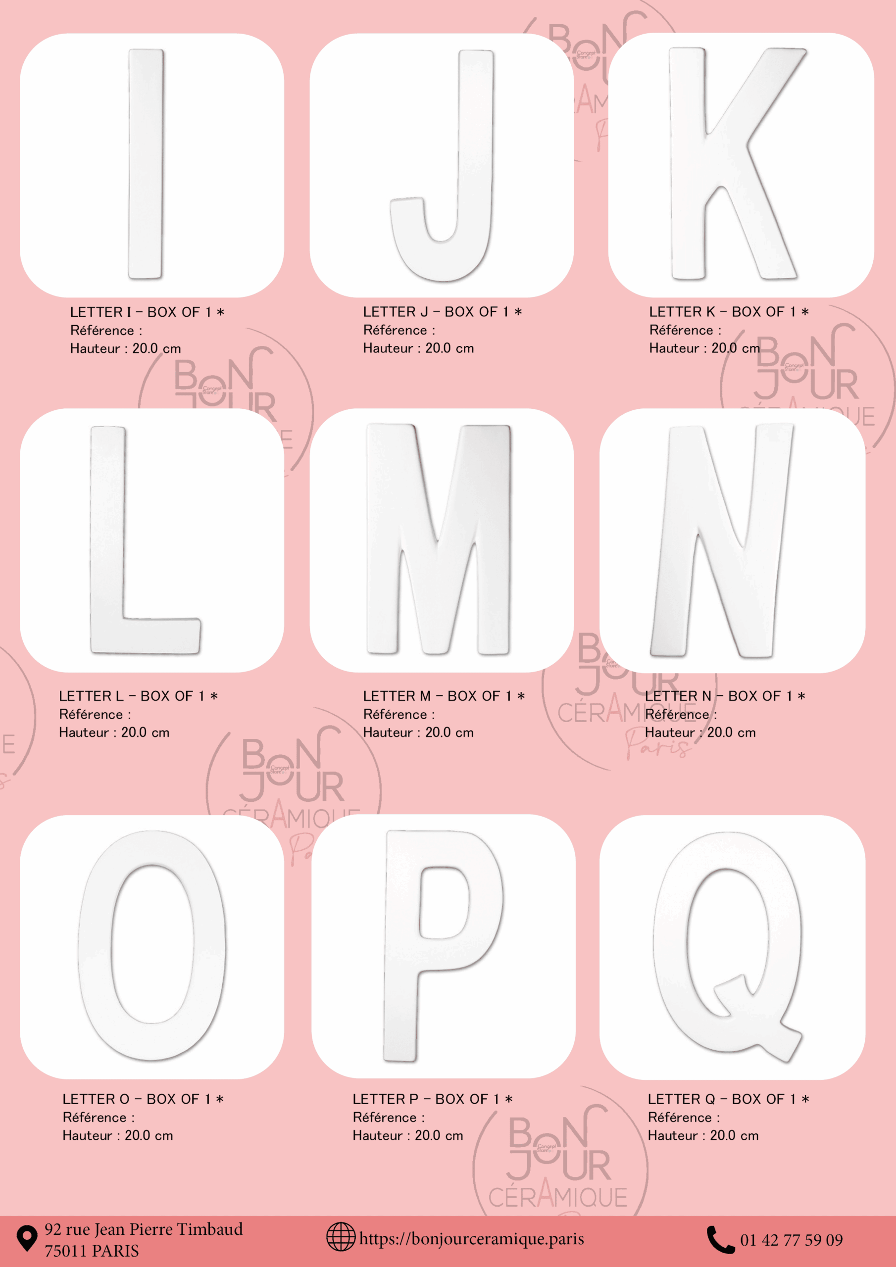 Bisque BJR store 245 biscuit céramique alphabet, lettres
