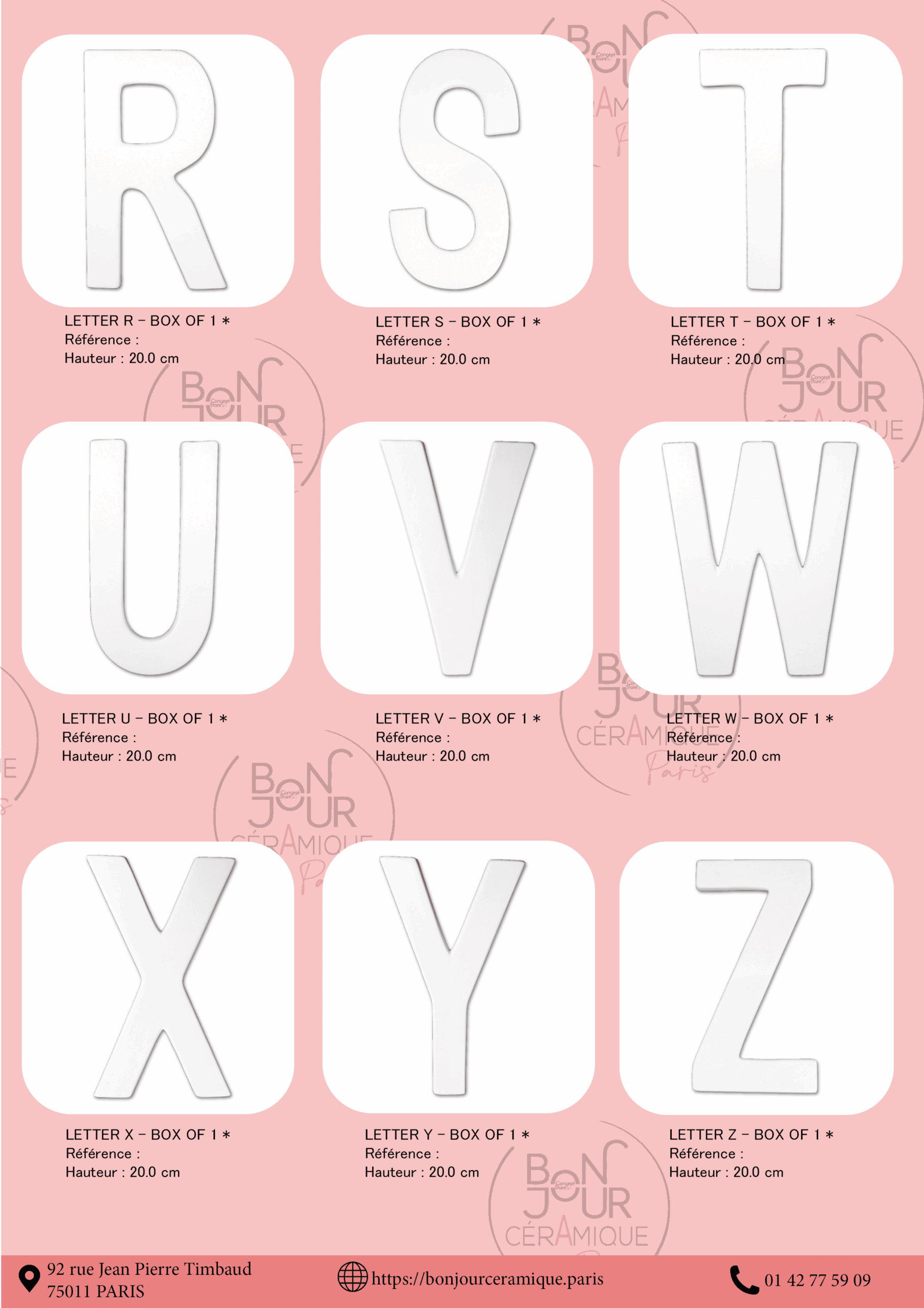 Bisque BJR store 246 biscuit céramique alphabet, lettres
