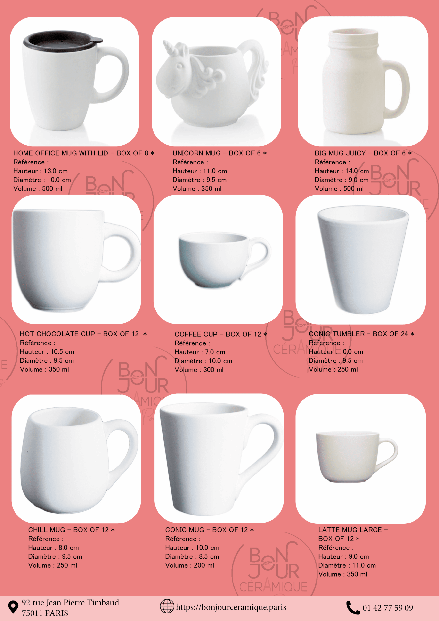 Bisque BJR store 257 biscuit céramique mug, tasse
