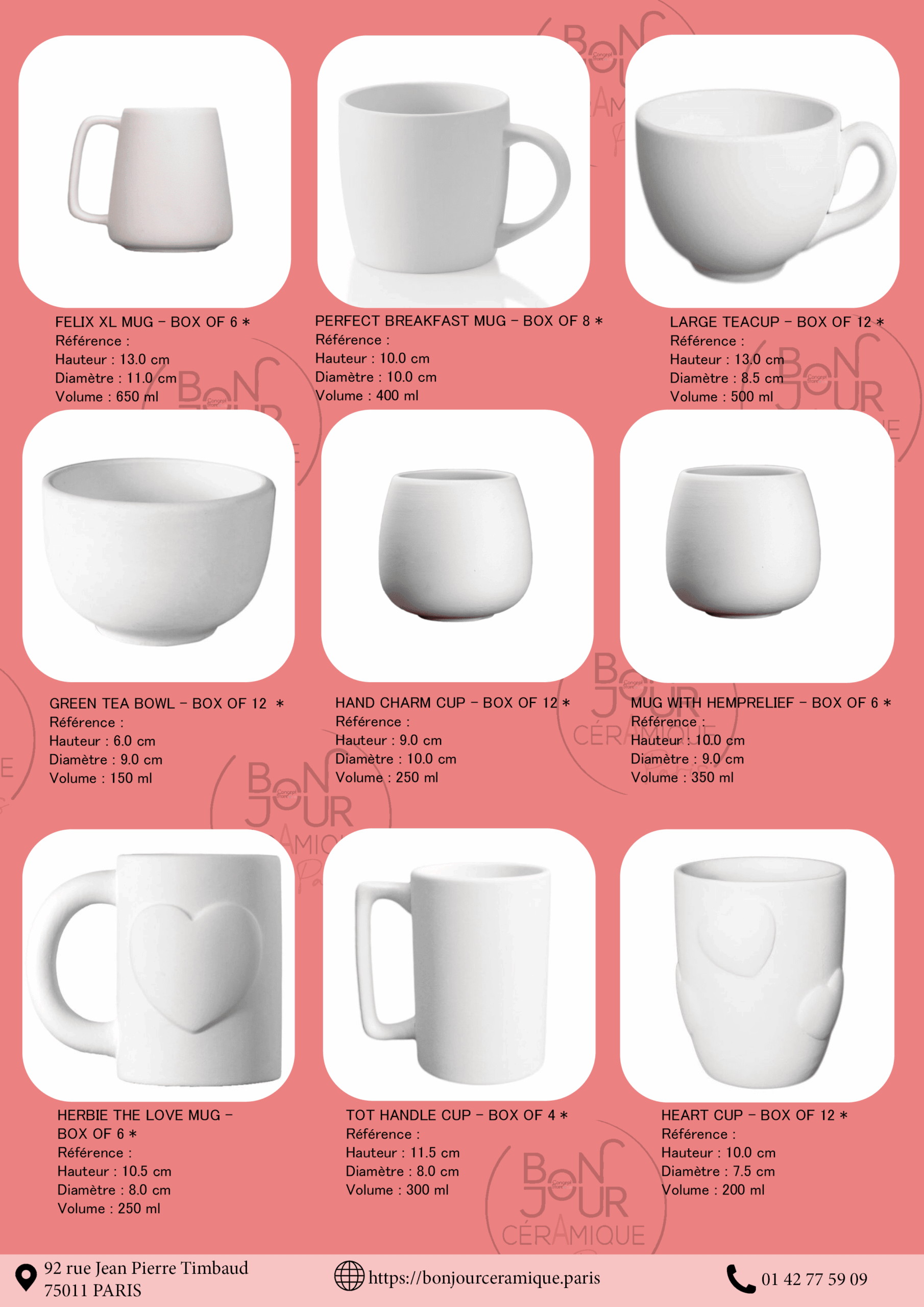 Bisque BJR store 258 biscuit céramique mug, tasse