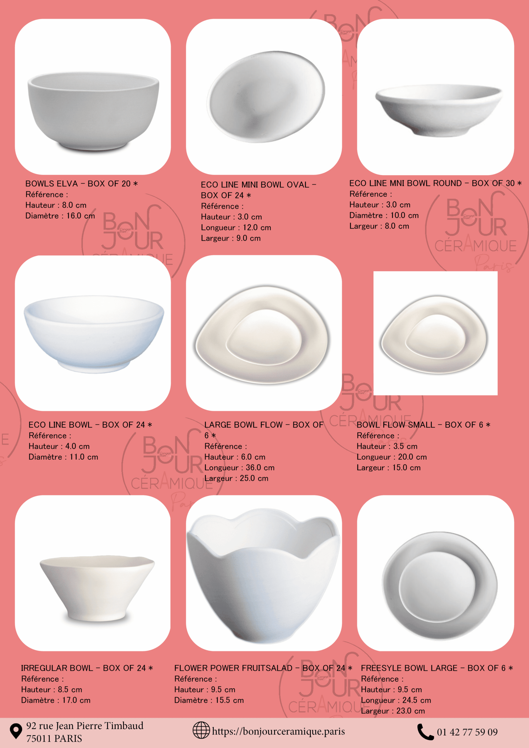 Bisque BJR store 26 biscuit céramique, bol, mini bol, bol à salade, bowl