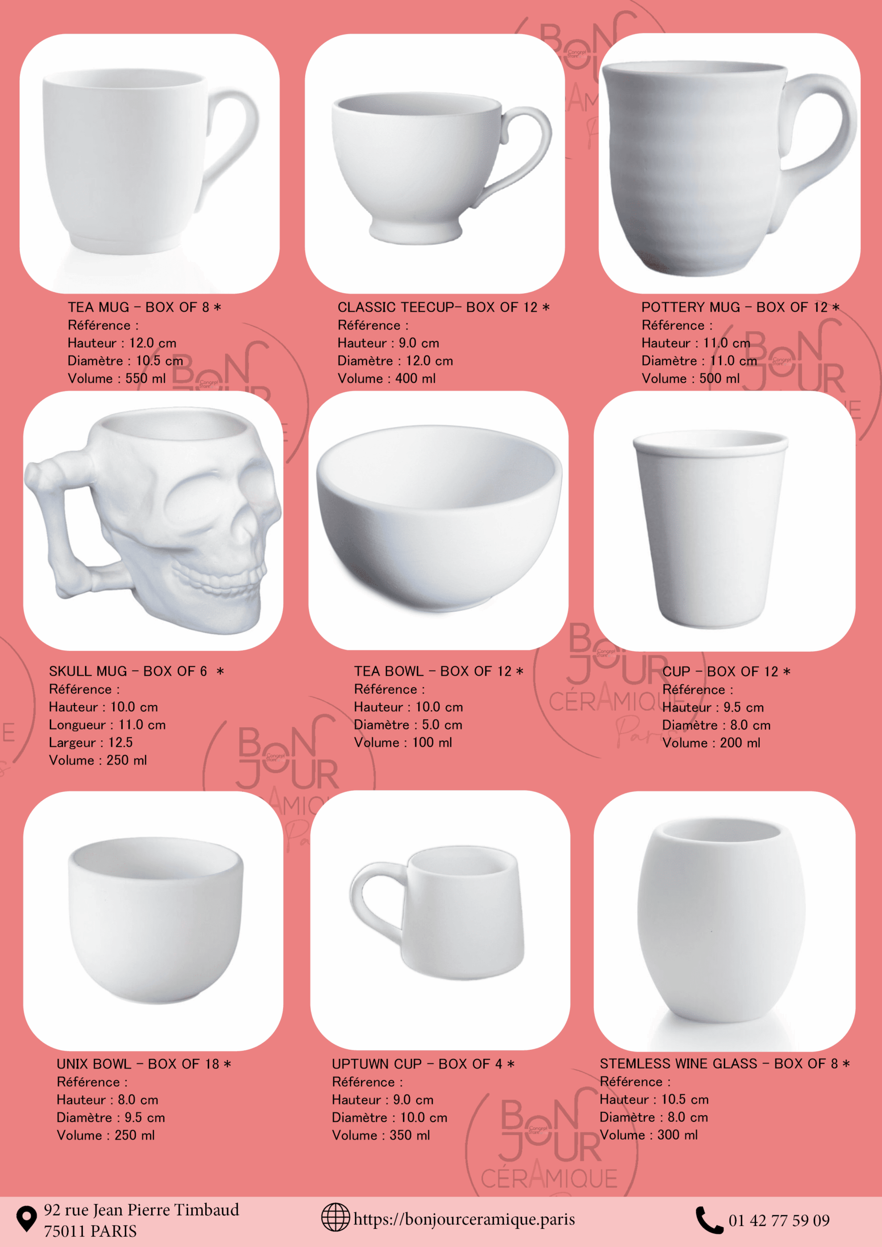 Bisque BJR store 262 biscuit céramique à vendre mug, tasse, verre