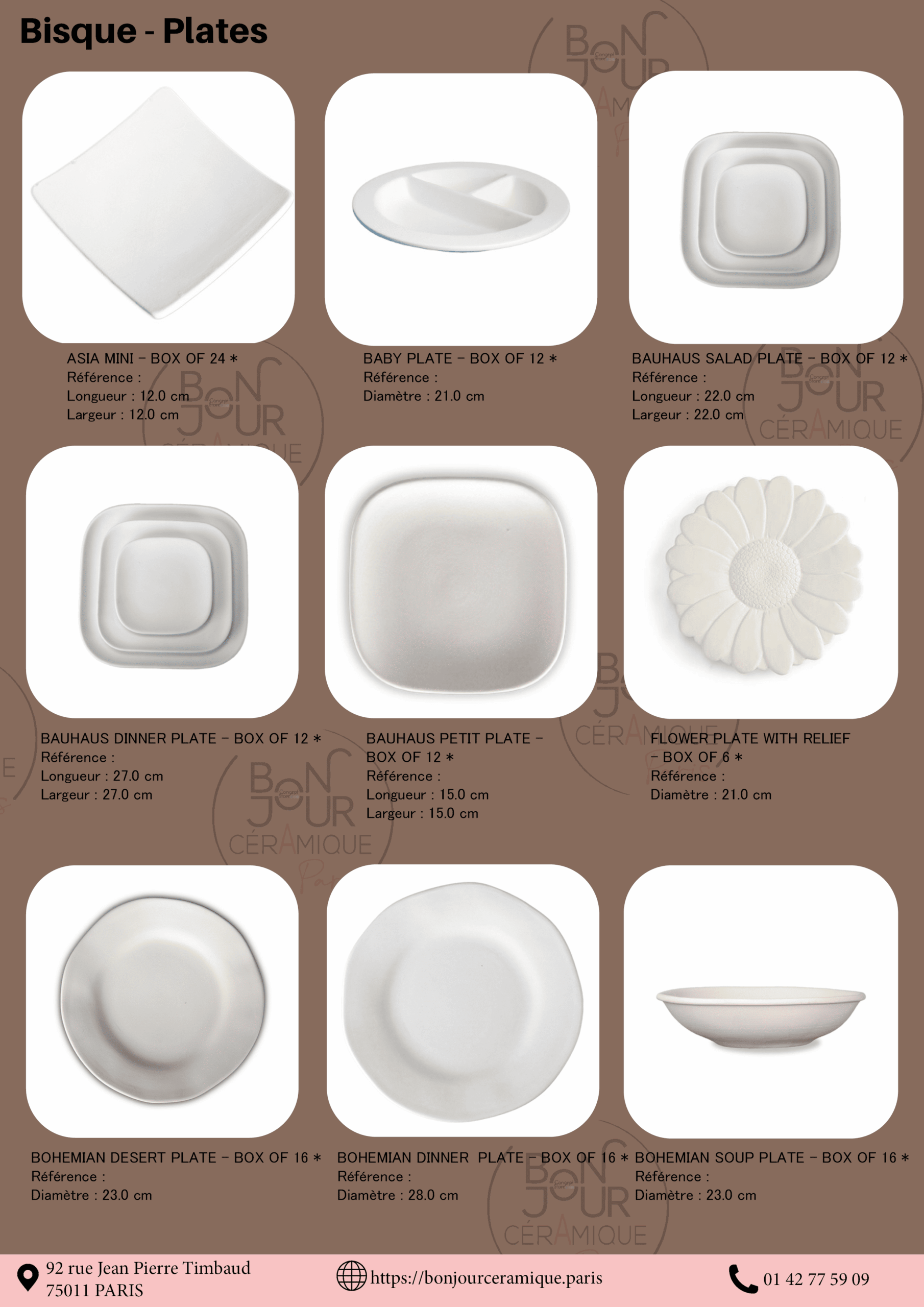Bisque BJR store 268 biscuit céramique assiette