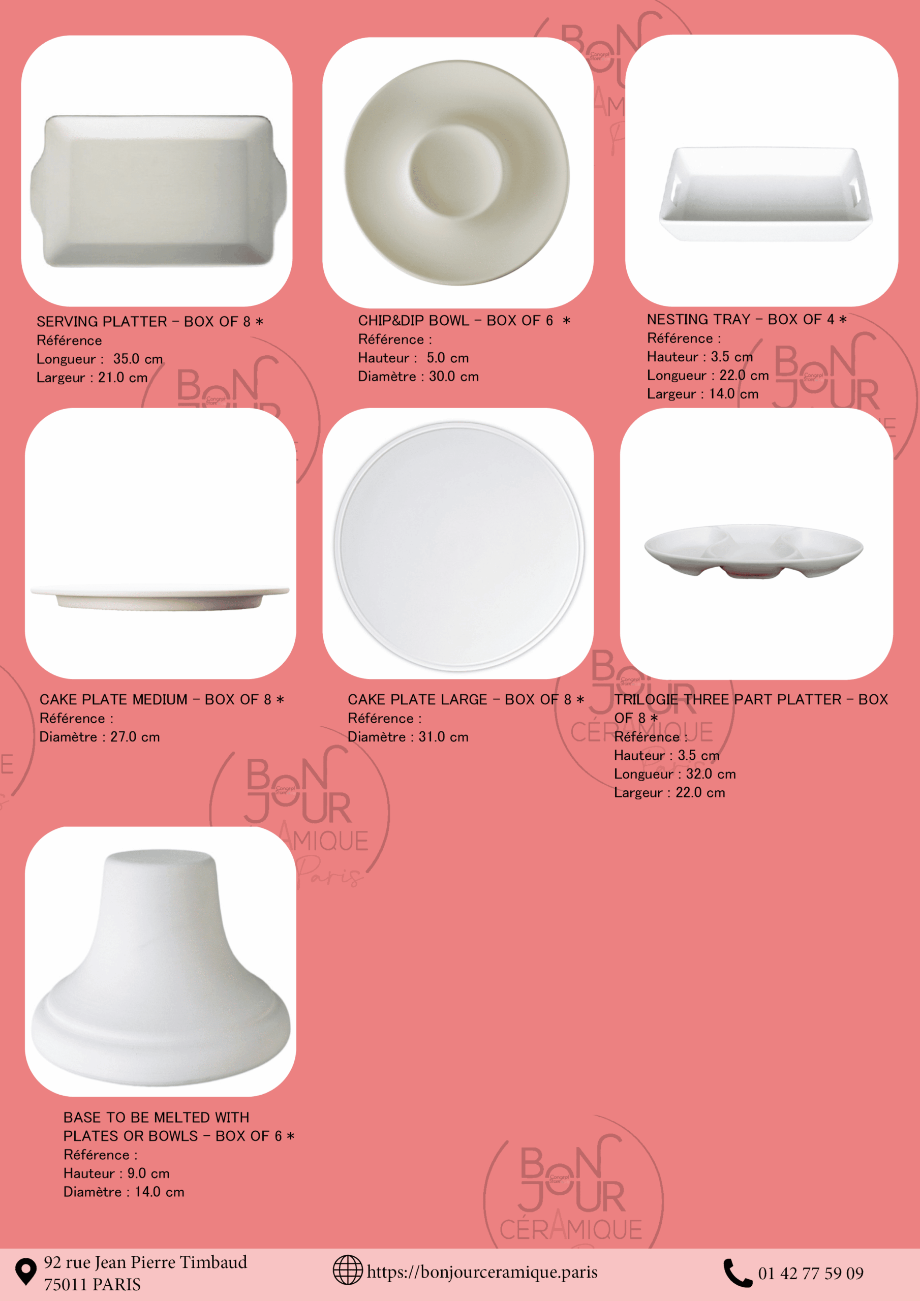 Bisque BJR store 279 biscuit brut pour émaillage, plat, plateau
