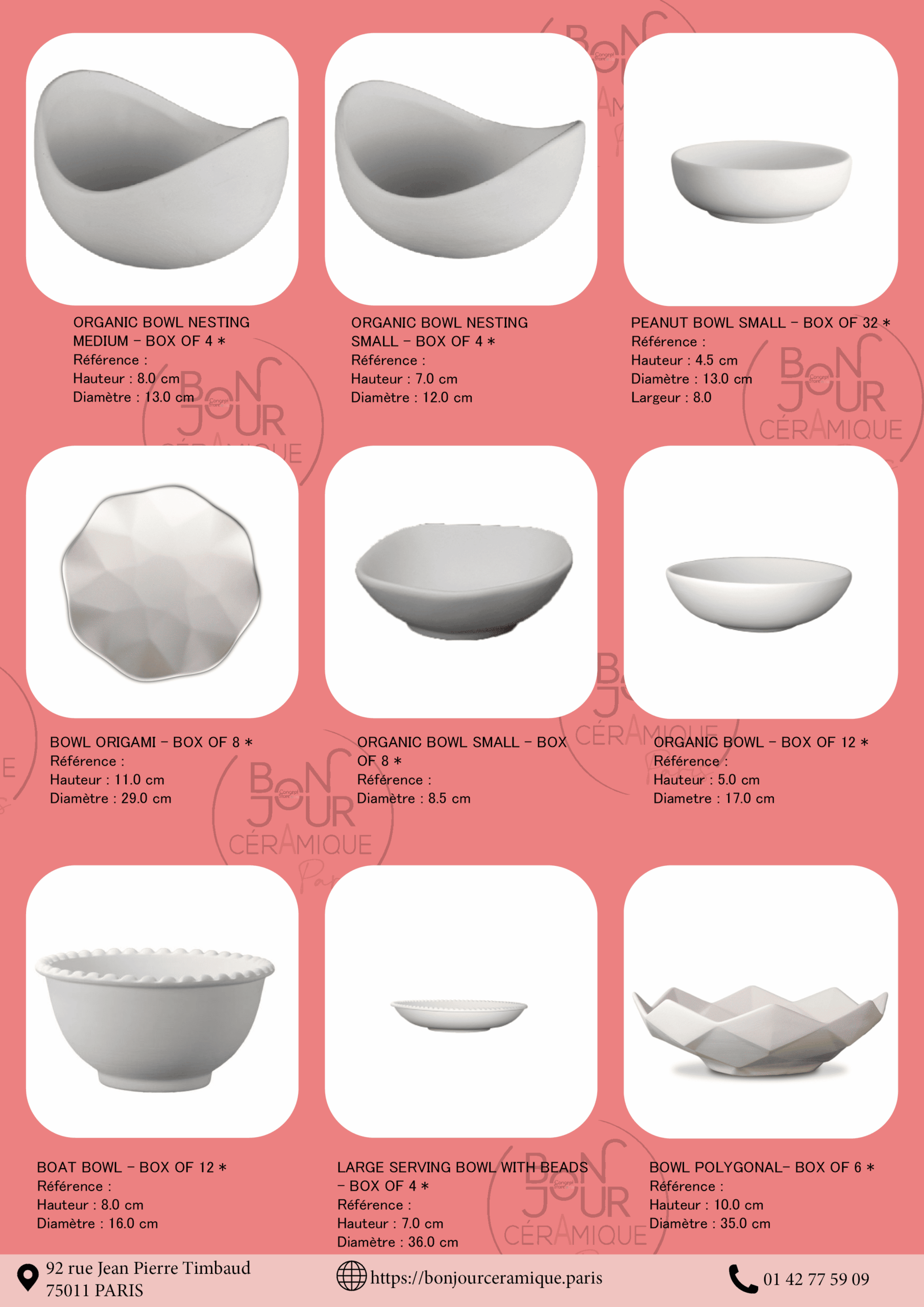 Bisque BJR store 29 biscuit céramique bol, biscuit brut pour émaillage, bowl