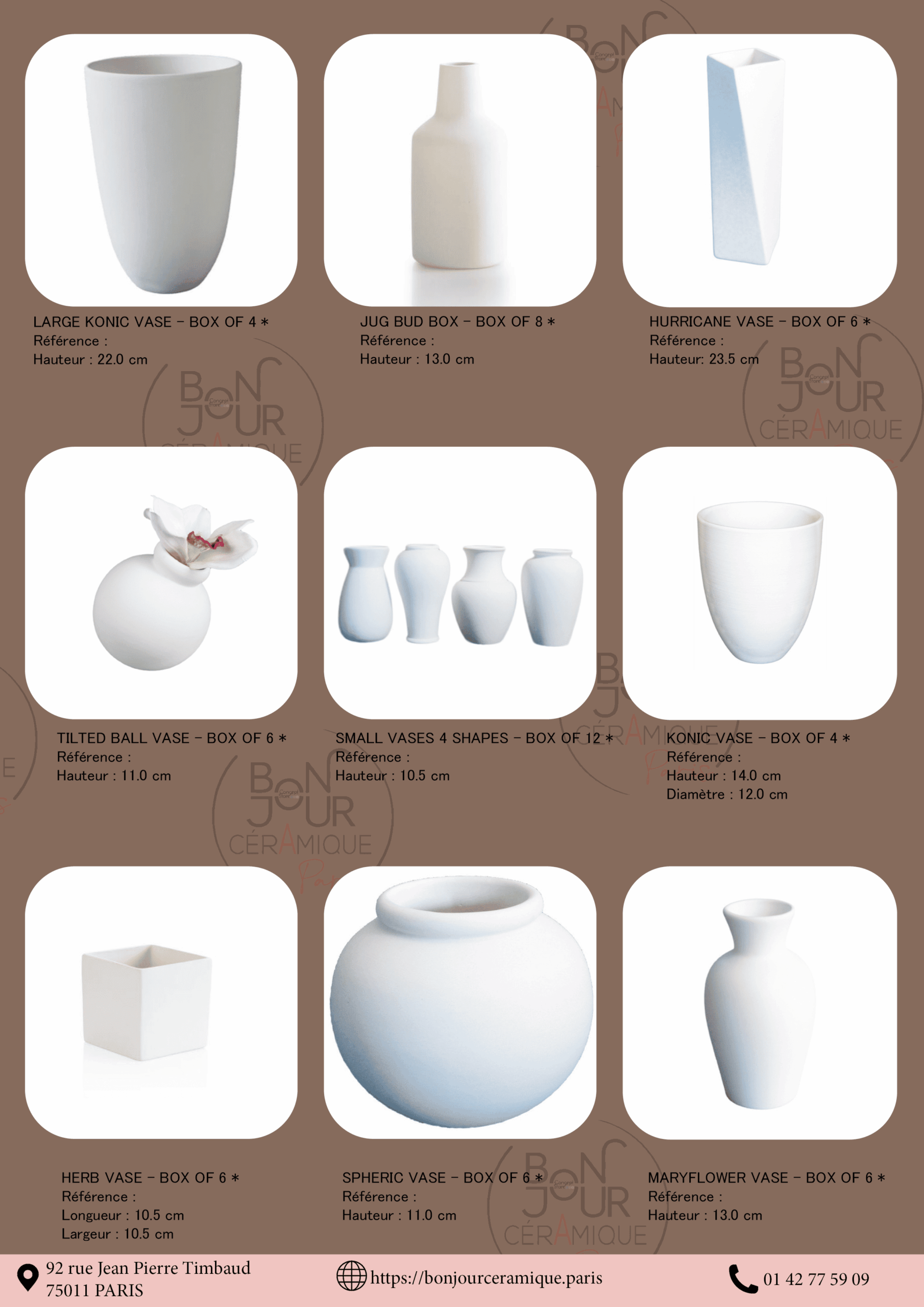 Bisque BJR store 292 biscuits céramique vase