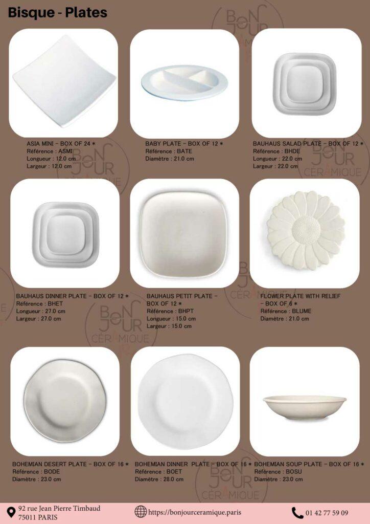 biscuits faience blanche assiettes rondes, carrées, creuse, à dessert ou à tapas… Nos biscuits d'assiettes céramique se prêtent à toutes vos envies culinaires ou décoratives. À peindre, émailler, sublimer.