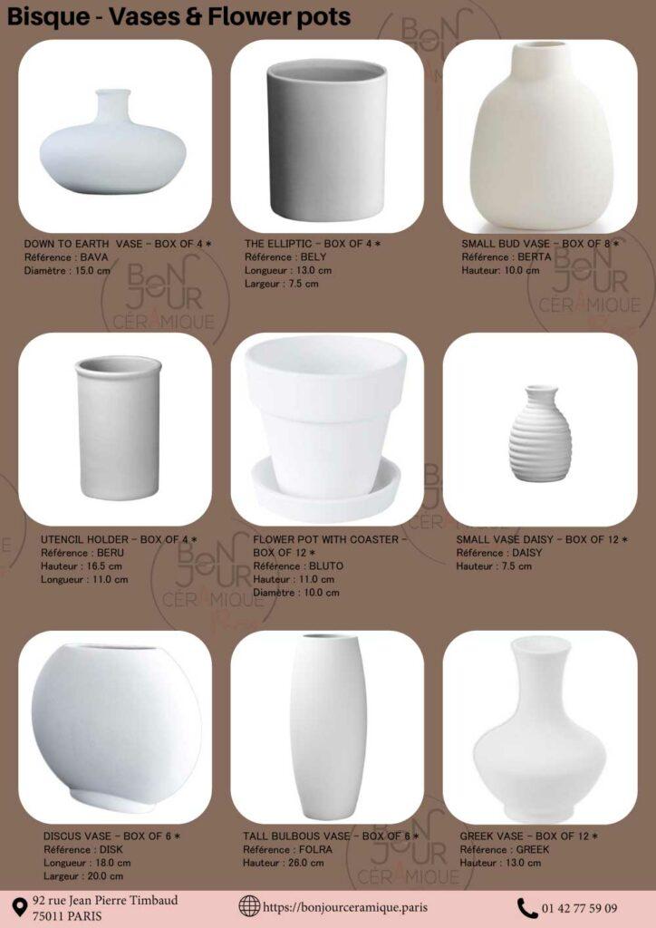 vases céramique à décorer, pots de fleurs en faïence blanche, biscuit à émailler jardin
