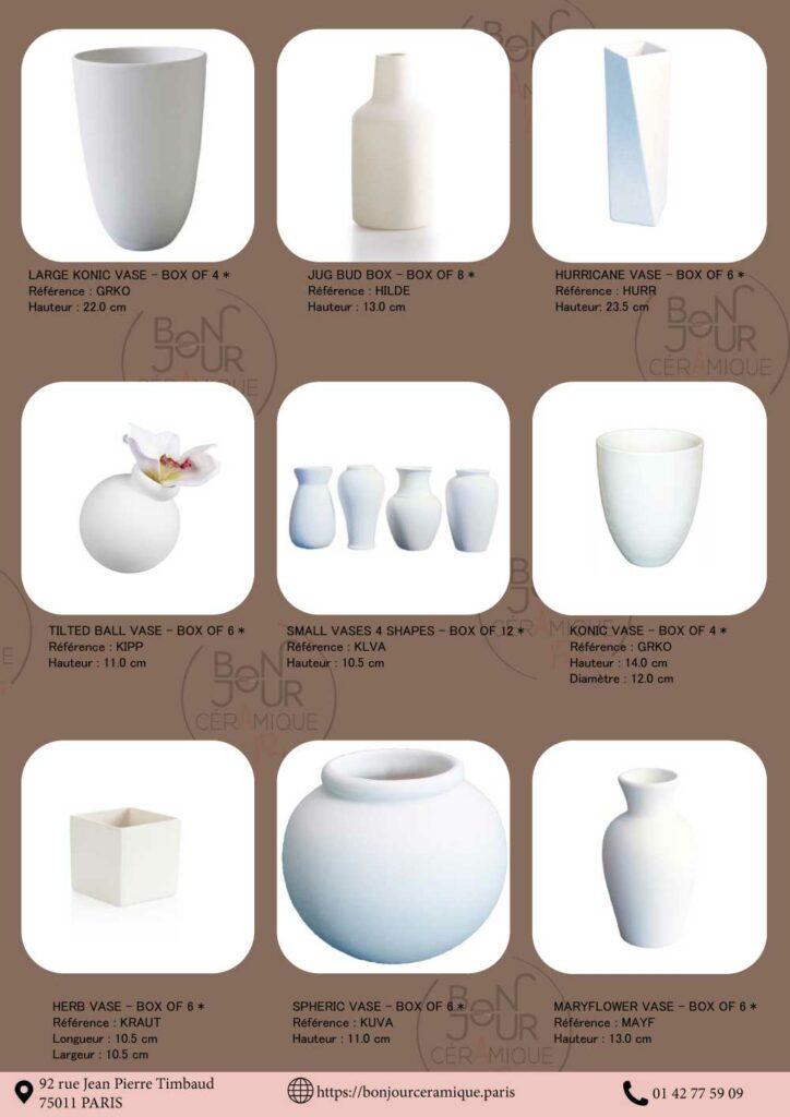 vases céramique à décorer, pots de fleurs en faïence blanche, biscuit à émailler jardin