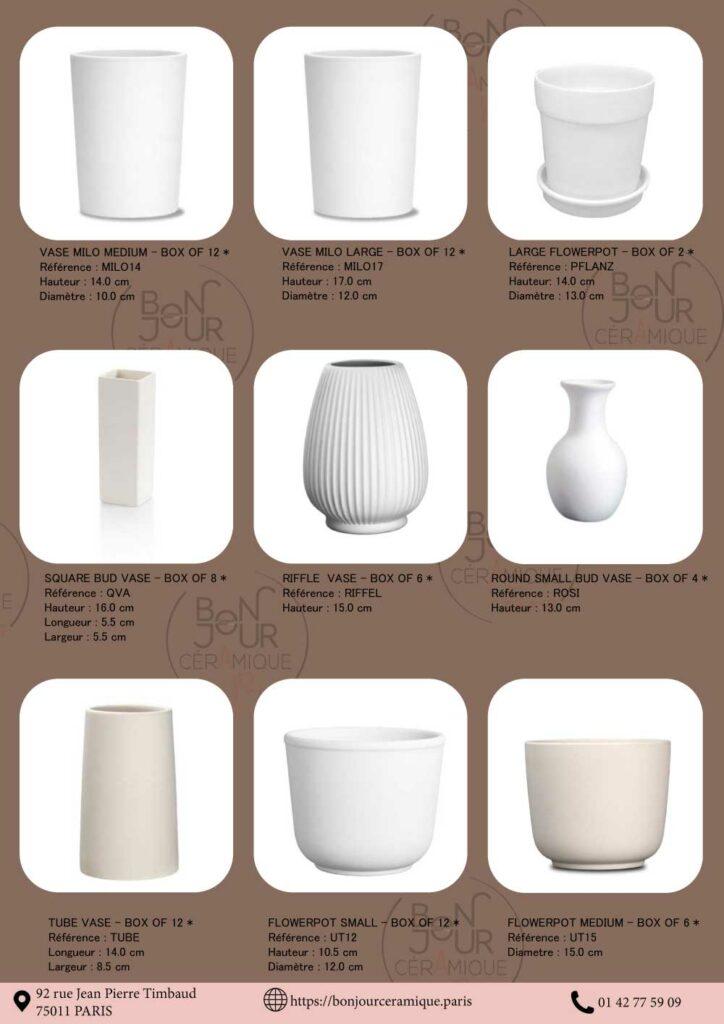 vases céramique à décorer, pots de fleurs en faïence blanche, biscuit à émailler jardin
