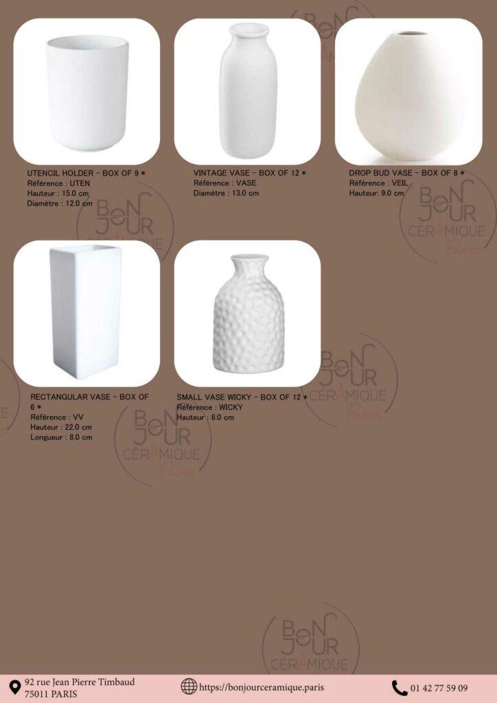 vases céramique à décorer, pots de fleurs en faïence blanche, biscuit à émailler jardin