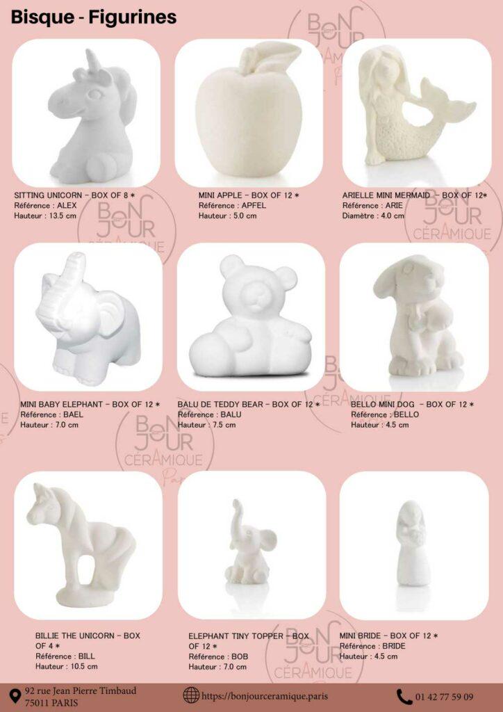 Objets déco & figurines en biscuit de faïence blanche.  À personnaliser sans limite