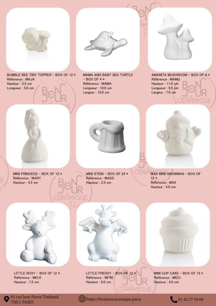 Objets déco & figurines en biscuit de faïence blanche.  À personnaliser sans limite