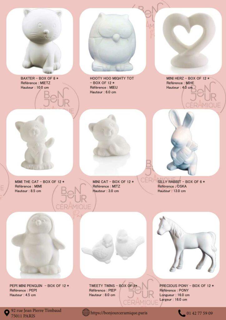 Objets déco & figurines en biscuit de faïence blanche.  À personnaliser sans limite