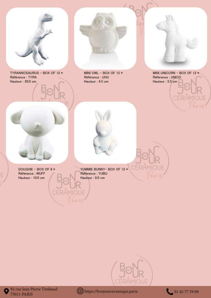 Objets déco & figurines en biscuit de faïence blanche.  À personnaliser sans limite