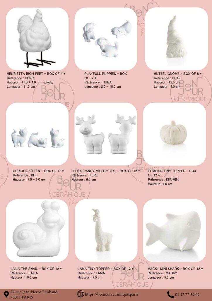 Objets déco & figurines en biscuit de faïence blanche.  À personnaliser sans limite