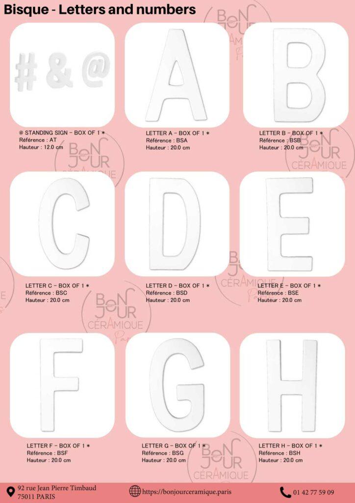 lettres en ceramique a decorer biscuit chiffres en faience blanche alphabet en biscuit de ceramique  lettres personnalisables pour atelier decoration alphabet en faience brute