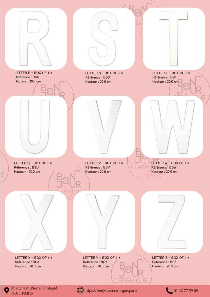 lettres en ceramique a decorer biscuit chiffres en faience blanche alphabet en biscuit de ceramique  lettres personnalisables pour atelier decoration alphabet en faience brute