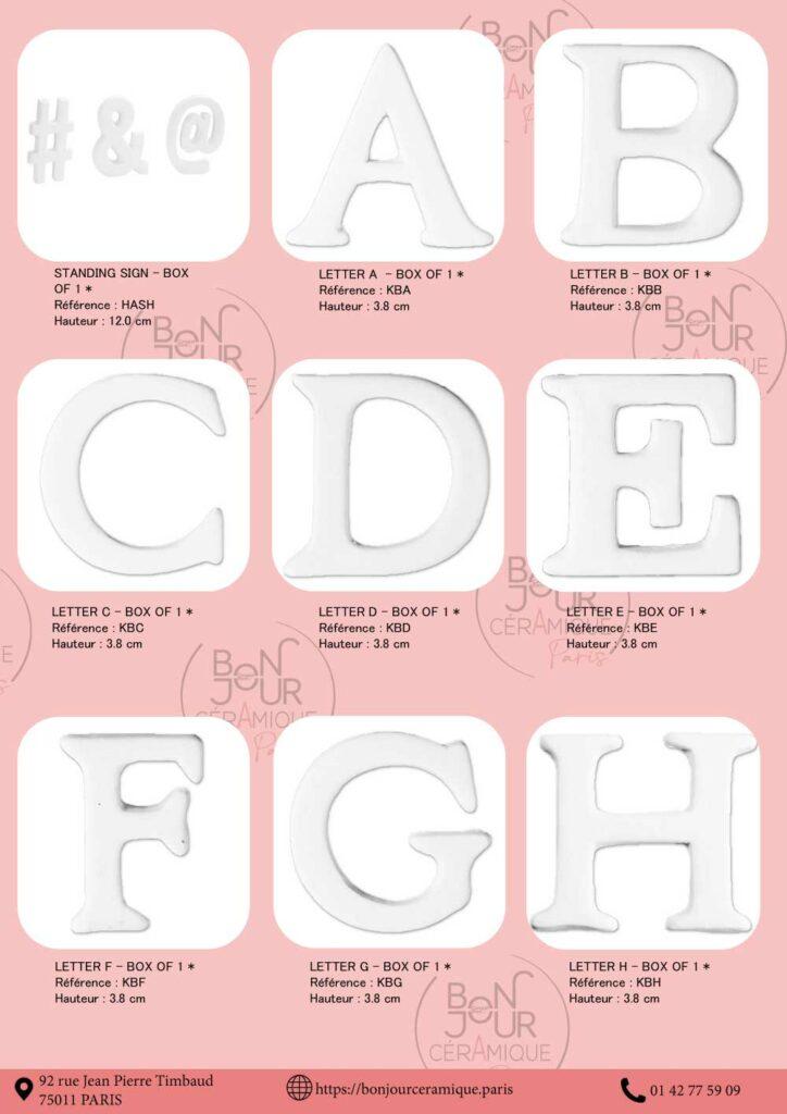 lettres en ceramique a decorer biscuit chiffres en faience blanche alphabet en biscuit de ceramique  lettres personnalisables pour atelier decoration alphabet en faience brute