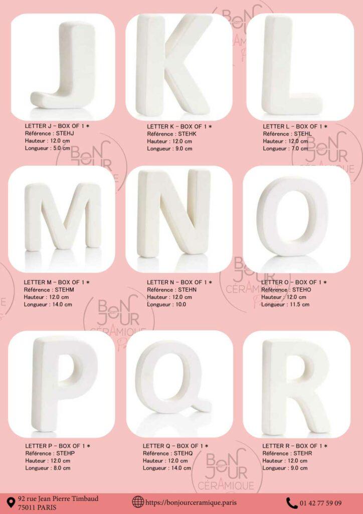 lettres en ceramique a decorer biscuit chiffres en faience blanche alphabet en biscuit de ceramique  lettres personnalisables pour atelier decoration alphabet en faience brute