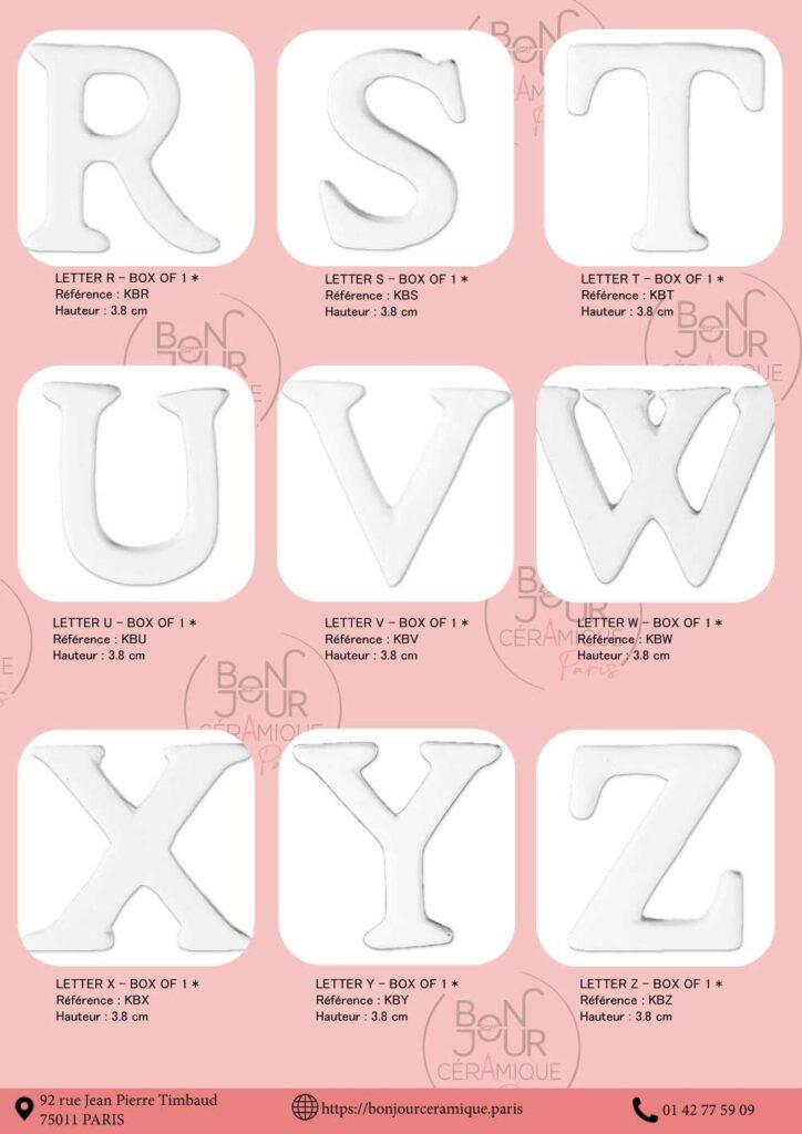 lettres en ceramique a decorer biscuit chiffres en faience blanche alphabet en biscuit de ceramique  lettres personnalisables pour atelier decoration alphabet en faience brute