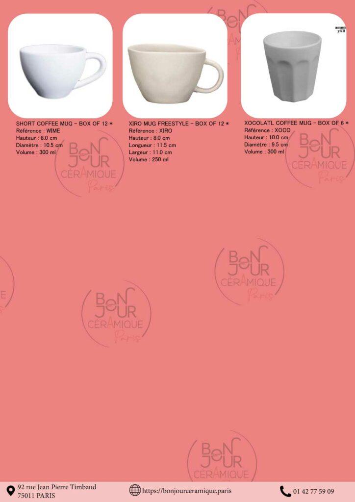 mugs ceramique en biscuit de faience blanche a decorer tasses a emailler the cafe boisson bonjour ceramique paris