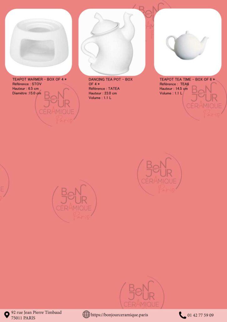 Pots, carafes, théières & pichets en biscuit de faïence blanche