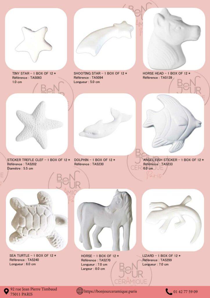 stickers et motifs en biscuit de ceramique a coller petits elements en faience blanche ceramique brute a decorer biscuit decoratif pour ateliers creatifs