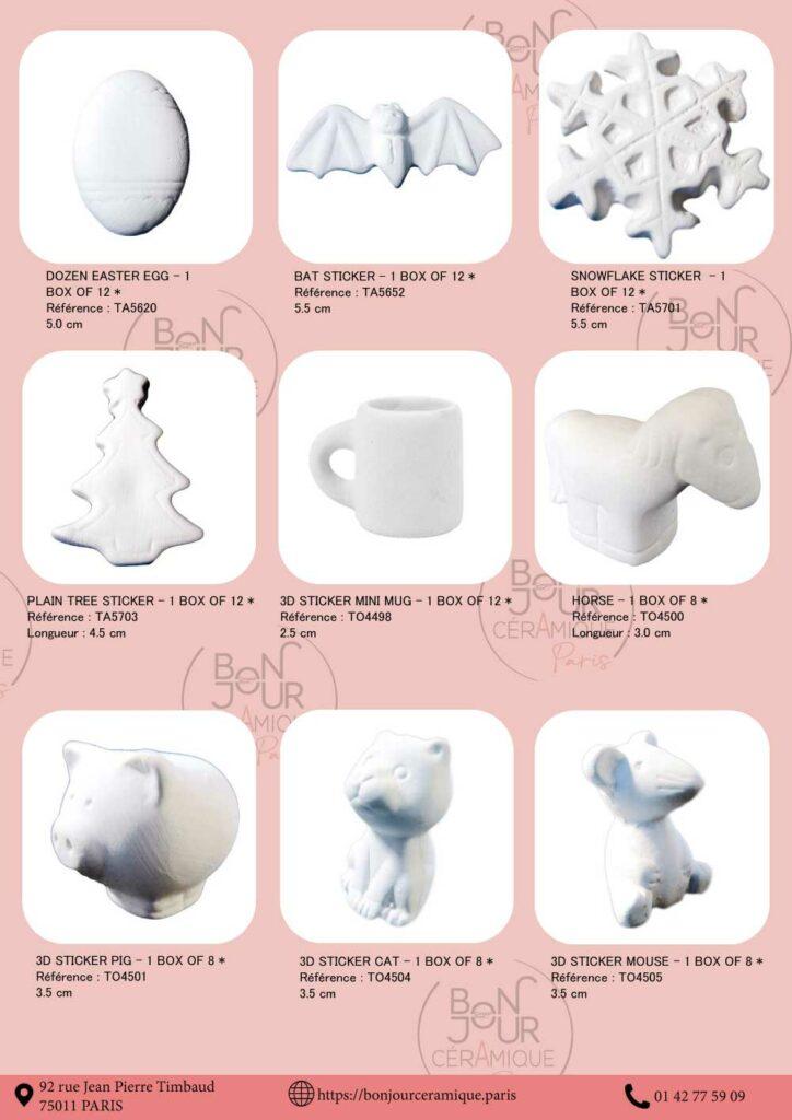 stickers et motifs en biscuit de ceramique a coller petits elements en faience blanche ceramique brute a decorer biscuit decoratif pour ateliers creatifs
