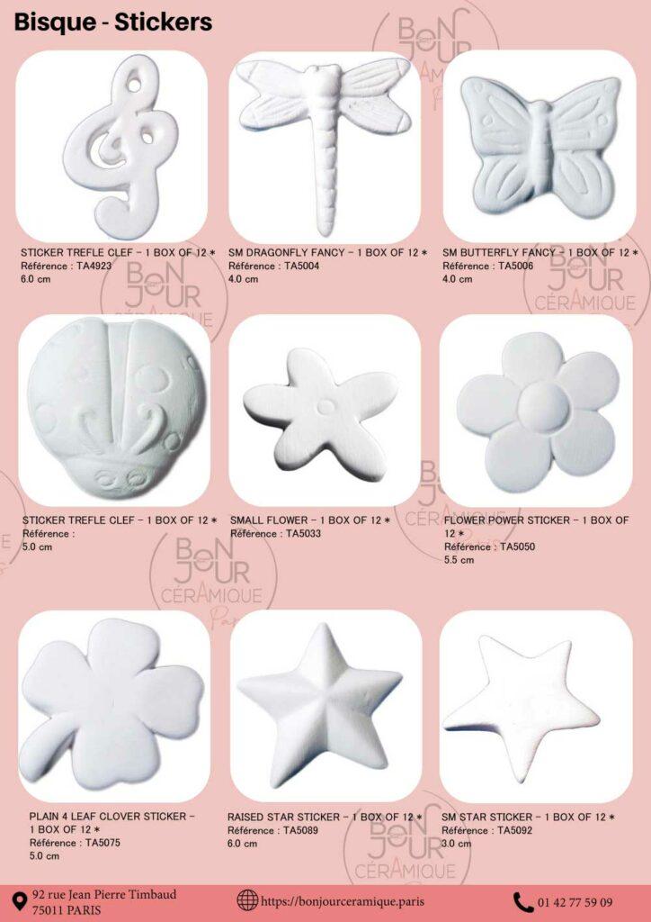 stickers et motifs en biscuit de ceramique a coller petits elements en faience blanche ceramique brute a decorer biscuit decoratif pour ateliers creatifs