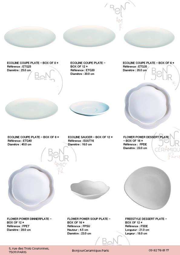 Plats en biscuit de faïence blanche. À personnaliser sans limite