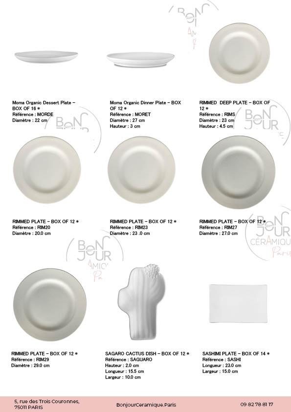 Plats en biscuit de faïence blanche. À personnaliser sans limite