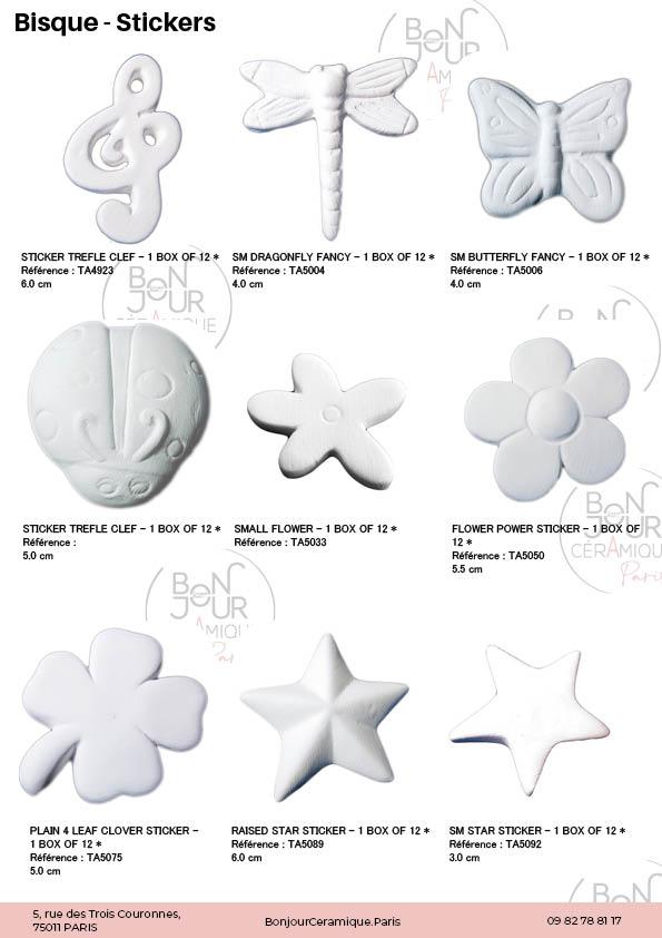 Stickers en biscuit de faïence blanche. À personnaliser sans limite