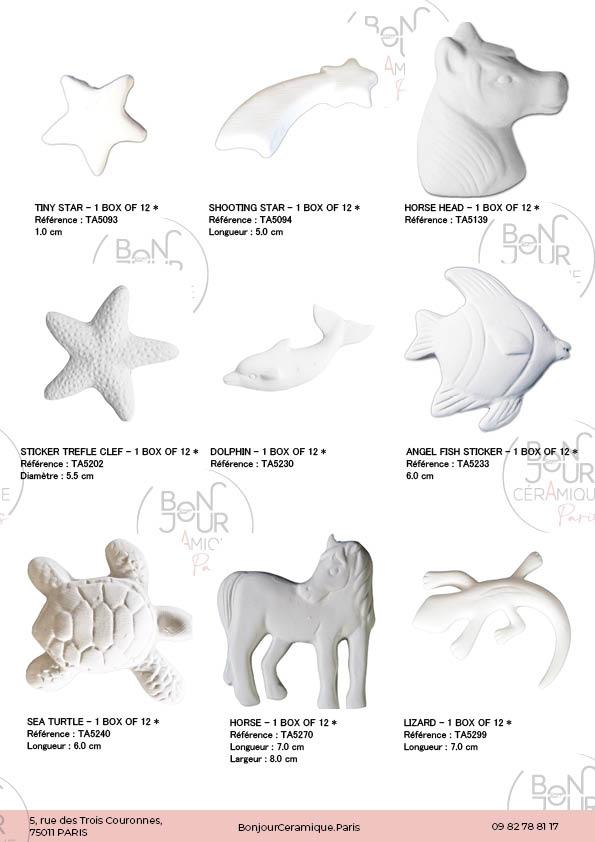 Stickers en biscuit de faïence blanche. À personnaliser sans limite