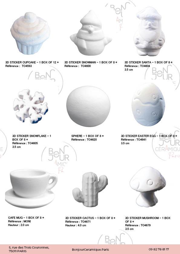 Stickers en biscuit de faïence blanche. À personnaliser sans limite