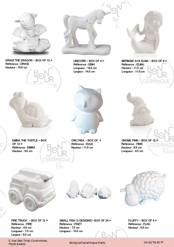 Figurine et statuettes en biscuit de faïence blanche. À personnaliser sans limite