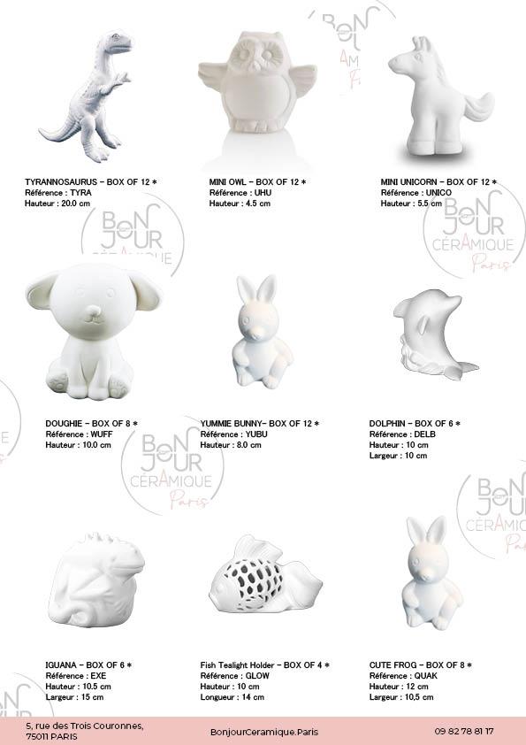 Figurine et statuettes en biscuit de faïence blanche. À personnaliser sans limite