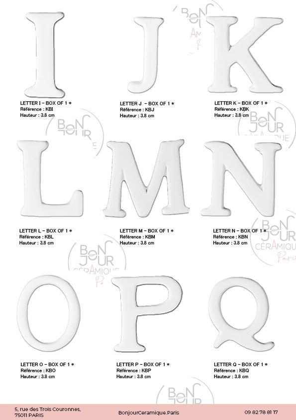 Lettres et chiffres en biscuit de faïence blanche. À personnaliser sans limite