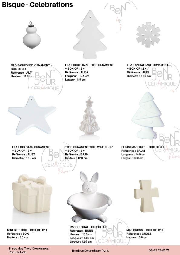 Biscuit spécial Fêtes et évènement en faïence blanche. À personnaliser sans limite Donnez vie à vos créations avec notre sélection de biscuits céramique en forme de bols, fabriqués en faïence blanche par estampage ou coulage. Idéals pour les ateliers, cafés céramiques et créateurs indépendants, ces bols bruts sont prêts à être émaillés, peints, décorés et cuits selon votre inspiration. Disponibles en plusieurs formes et contenances, nos bols biscuités s’adaptent à tous les usages : bols à thé, à soupe, à céréales, ou pièces décoratives. Que vous cherchiez une base pour un projet personnel ou une activité d’atelier, trouvez votre bonheur parmi nos références.