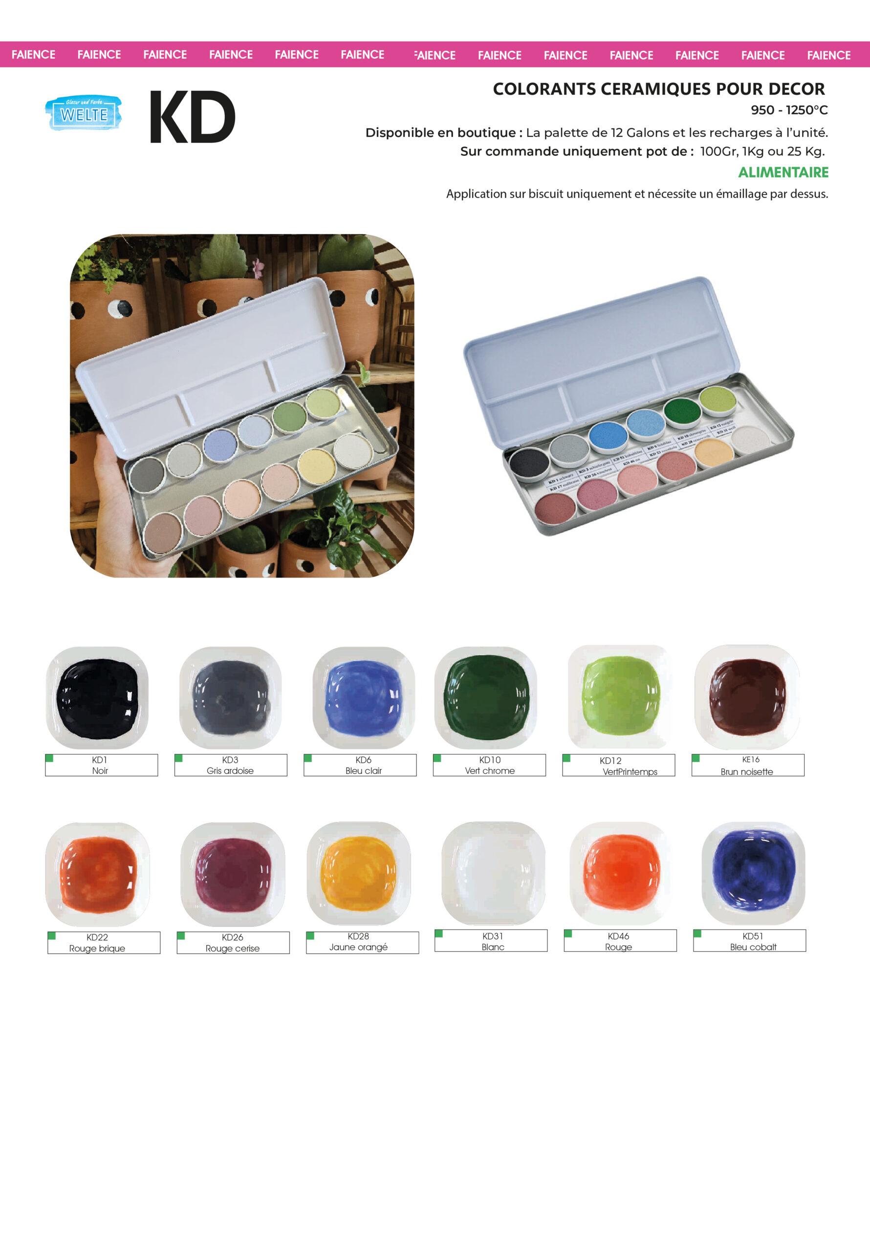ENGOBE aquarelle palette pour Faience 
