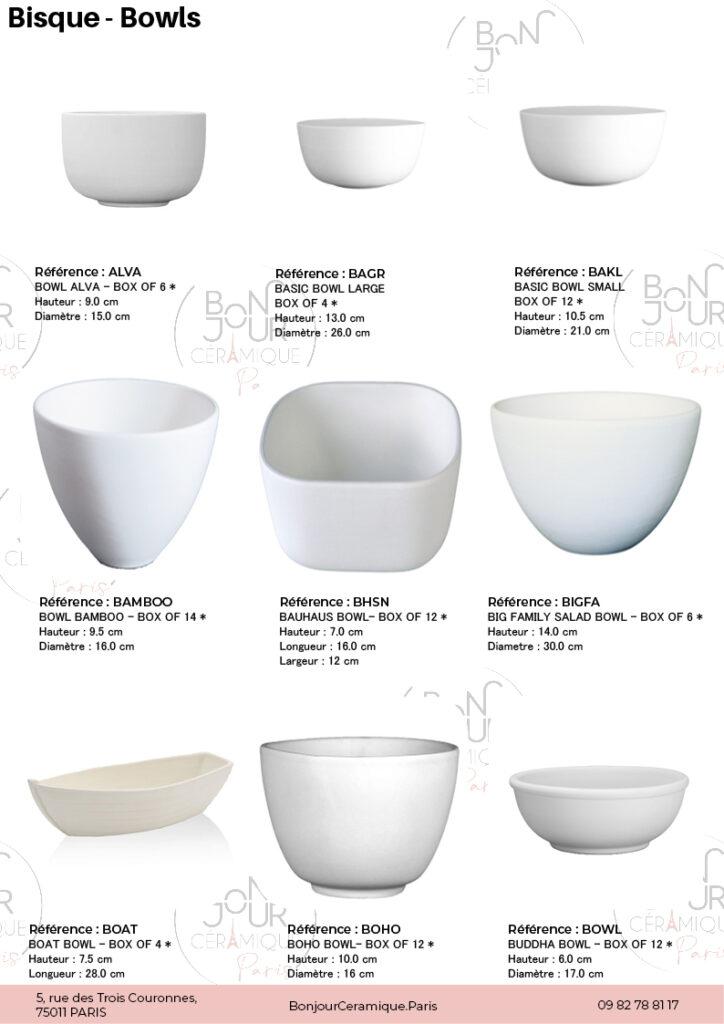 Bol en biscuit de faïence blanche. À personnaliser sans limite