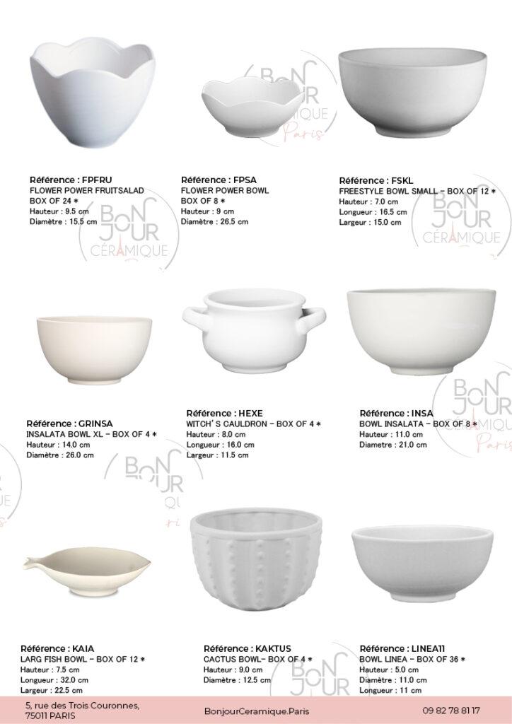 Bol en biscuit de faïence blanche. À personnaliser sans limite