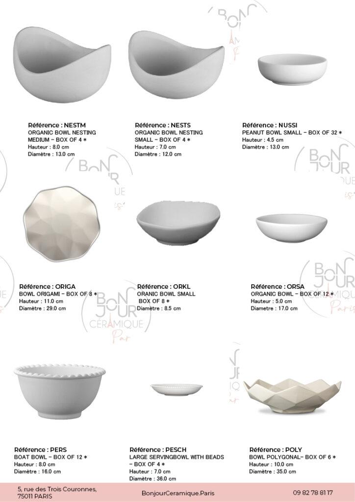 Bol en biscuit de faïence blanche. À personnaliser sans limite