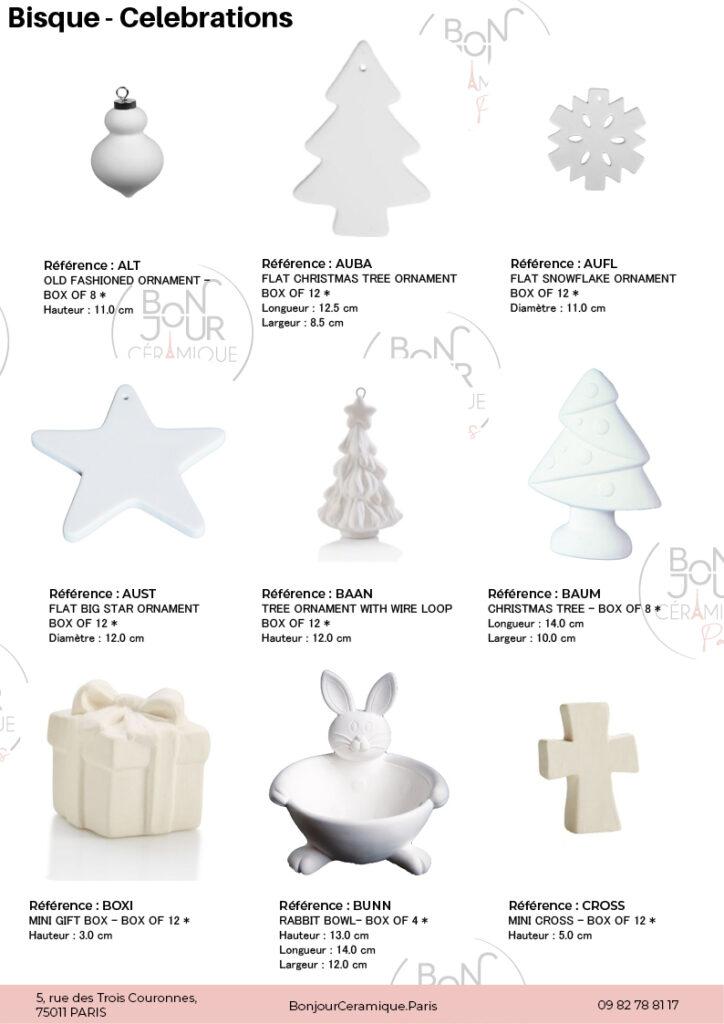 Célébrations en biscuit de faïence blanche. À personnaliser sans limite