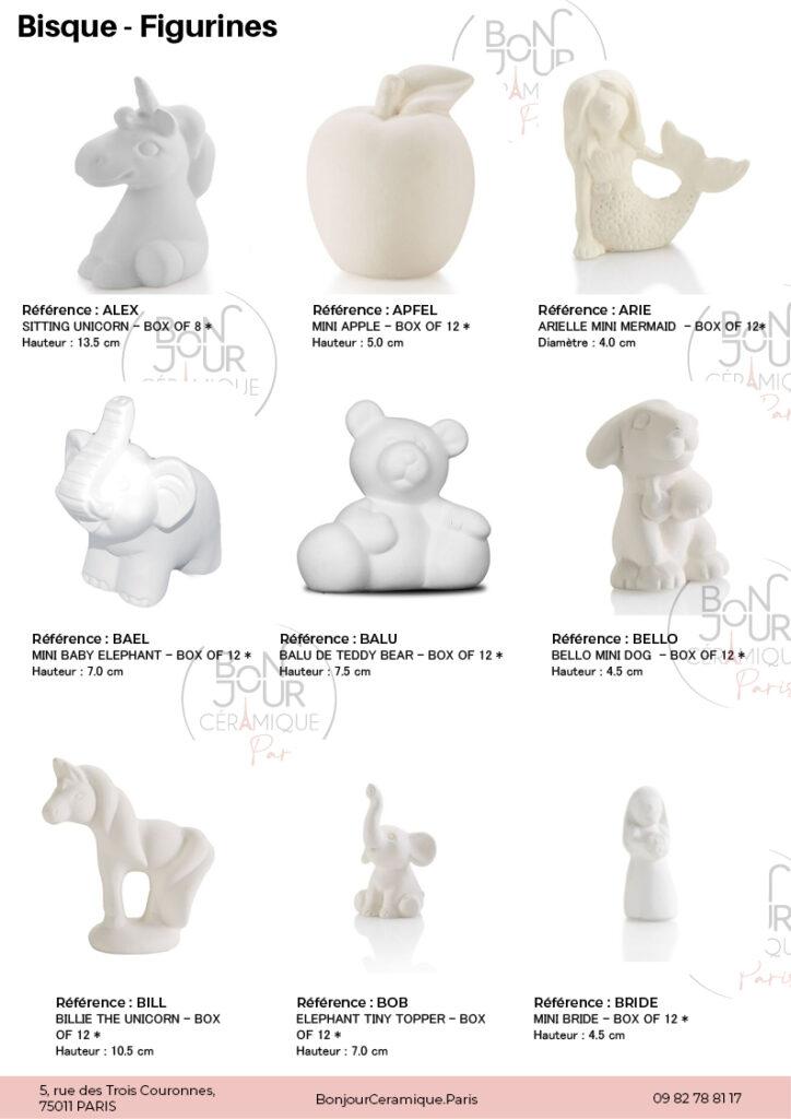 Figurines en biscuit de faïence blanche. À personnaliser sans limite