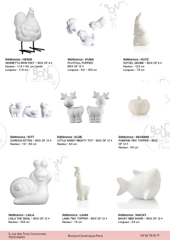 Figurines en biscuit de faïence blanche. À personnaliser sans limite