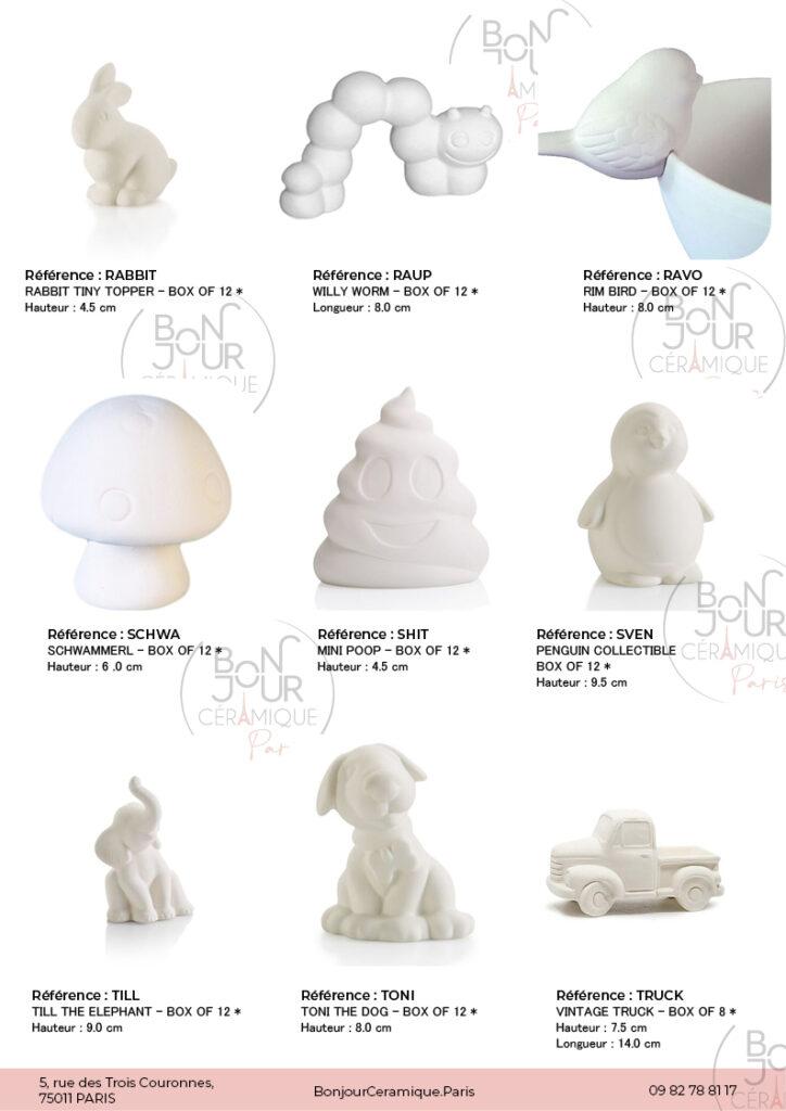 Figurines en biscuit de faïence blanche. À personnaliser sans limite
