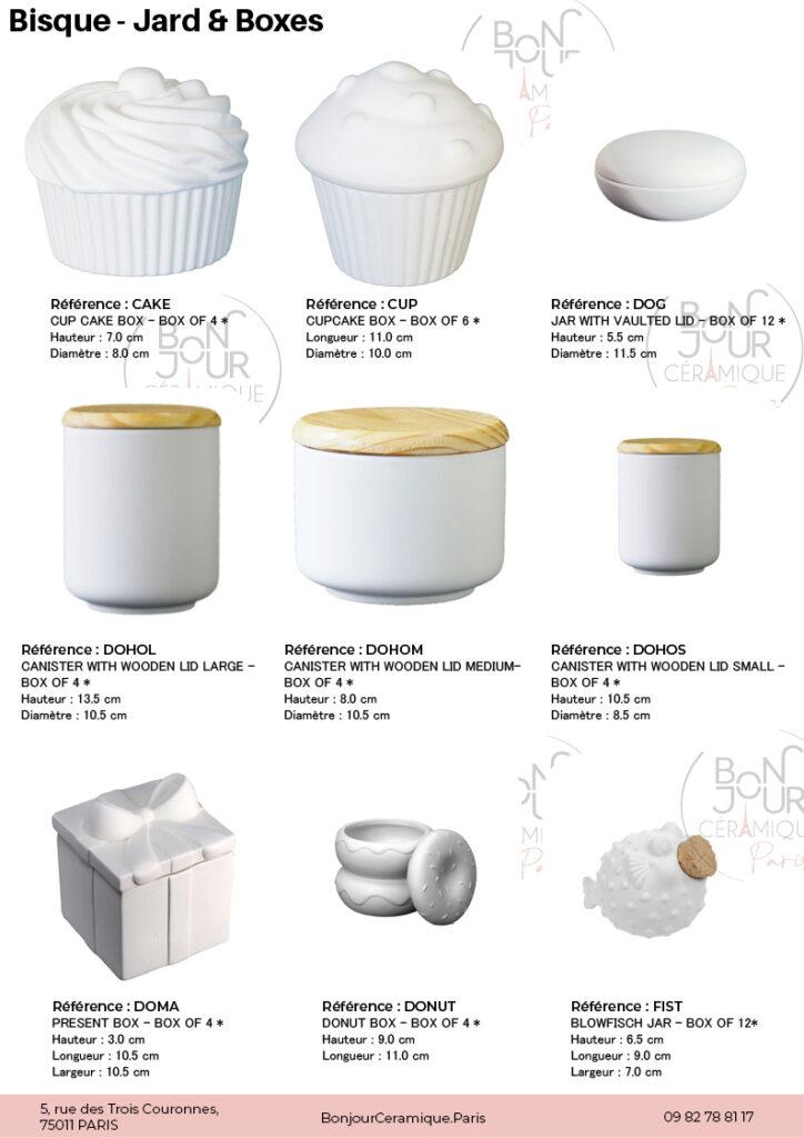 Boites en biscuit de faïence blanche. À personnaliser sans limite